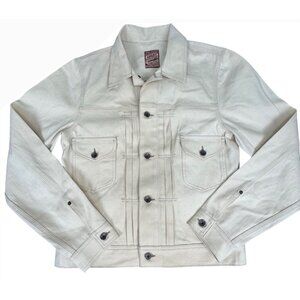 NWOT Lucky Brand Mens M Off-White Denim Industrial Jacket Casual Western *Read